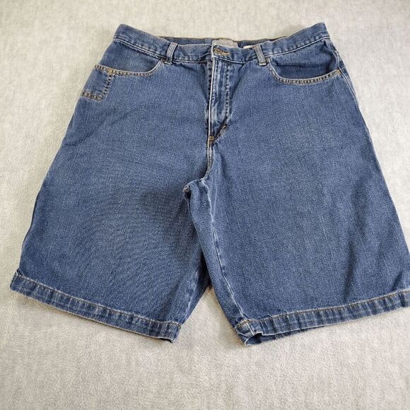 Vintage Eddie Bauer Shorts Mens 36 Blue Cargo Dark Wash Denim - Picture 1 of 10